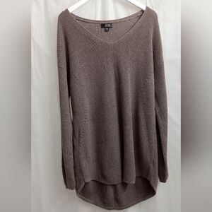 A.N.A Gold Sliver Threaded Ecru V-Neck Tunic Cotton Sweater- Size: XXLT (2XLT)